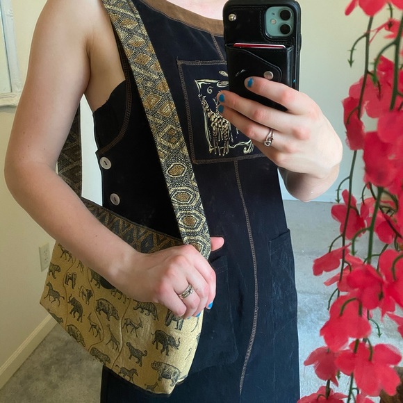 Safari African animal quilted shoulder purse - Picture 5 of 6